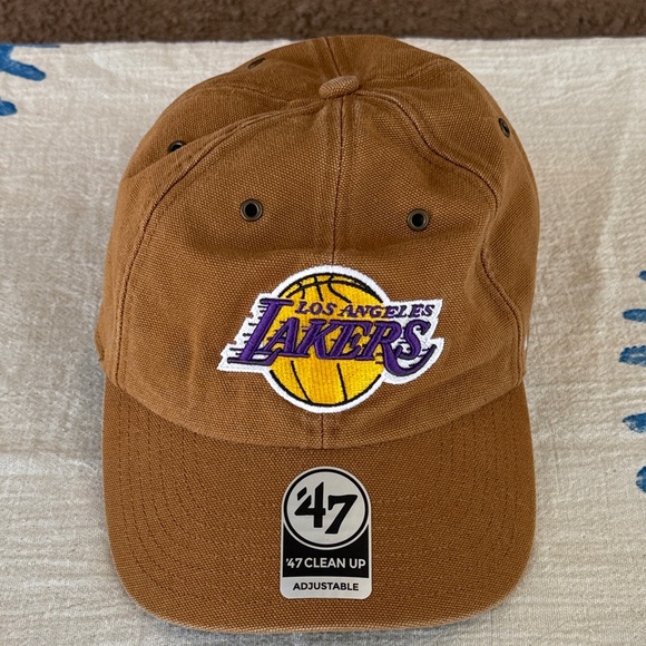 Los Angeles Lakers NBA ‘47 Brand Carhartt Brown Clean Up Adjustable Hat - Picture 1 of 13